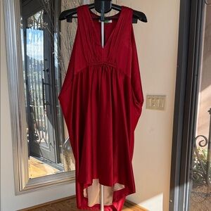 Trina Turk Elegant High Low Dress in Deep Red